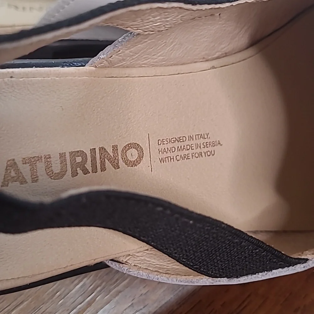 New! Naturino Mestre Girls 33 size 2 dressy sling back black white leather shoes